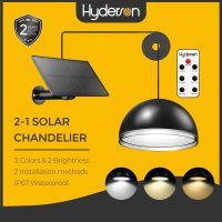 ☍☇ Hyderson 2-1 3 Color Solar Lights Indoor Outdoor Chandelier Emergency Solar Powered Waterproof Solar Hanging Lamp LED Garden Lamp Solar Pendant Light Solar Wall Light for Shed Gazebo Patio Corridor Garden Porch Yard Balcony