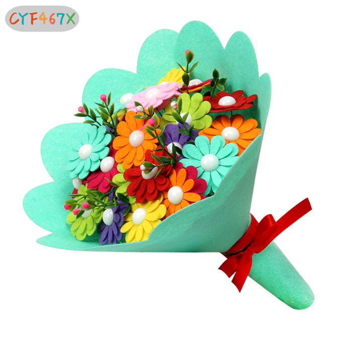 cyf-ช่อดอกไม้ลายกระดุมเด็กของเล่นเพื่อการศึกษา-diy-ถือดอกไม้ของขวัญแฮนด์เมดชุดงานฝีมือดอกไม้ประดิษฐ์สร้างสรรค์ของเล่นสำหรับเด็กใหม่