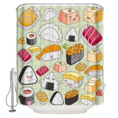 【CW】✗✐  Sushi Cartoon Culture Food Shower Curtains Curtain Polyester Fabric Accessories
