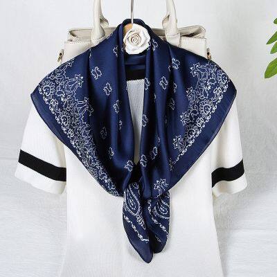 【YF】 Fashion Paisley Print Kerchief Women Hair Scarf Silk Headband Bandana Head Scarves Female 70x70cm Square Hijab Scarfs For Ladies