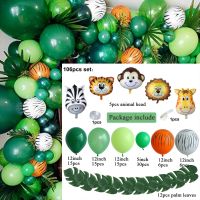 Jungle Safari Tropical Balloons Arch Sage Green Balloon Garland Baby Shower Party Decorations Wild One 1st Birthday Party Decor