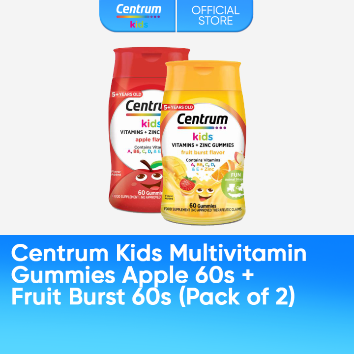 Centrum Kids Multivitamin Gummies Apple & Fruit Burst 60s (Pack of 2 ...