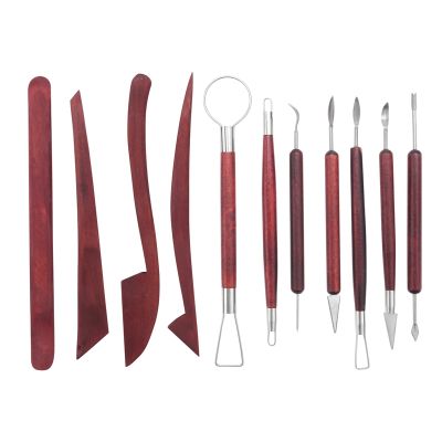 11 Pieces Clay Sculpting Set Wooden Handle Clay Pottery Sculpting Tools DIY Wooden Clay Tools Double-Sided Carving Tool