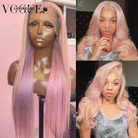 ❁☫✑ Light Pink 13x4 Transparent Lace Front Silky Straight Wig Preplucked Hairline Brazilian Human Hair Loose Wave Wigs for Women