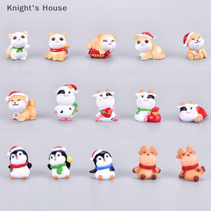 knights-house-เครื่องประดับตั้งโต๊ะในบ้านรูปปั้นสัตว์รูปนกเพนกวินกวางคริสต์มาสขนาดเล็ก