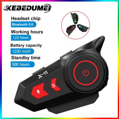 X-15 2 In 1 Mic Bluetooth Motorcycle Helmet Headset 1200Mah Battery Ip65 Waterproof Changeable Color Speaker Music Headphones