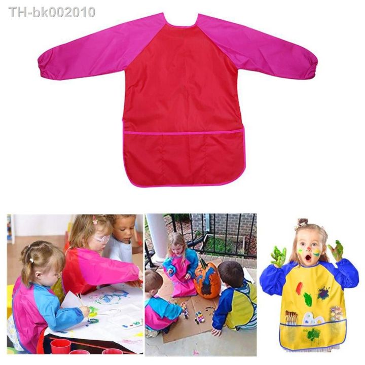 children-long-sleeve-waterproof-apron-kid-art-craft-painting-cook-feeding-smock