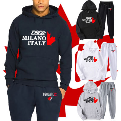 Newest Men Dsq Milano Italy Printed Hoodie Set Autumn and Winter Canada Streetwear Man Hoodies Hooded Sportwear(S-4XL)