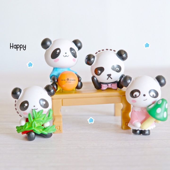 model-panda-หมีแพนด้าชุดลูกบอล-ตุุ๊กตาจิ๋วแต่งกระถาง-ตุ๊กตาตั้งโต๊ะทำงานน่ารัก