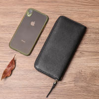 Casual Long wallet Men Genuine Leather Clutch Bag Man Business Card Holder Wallet High Quality Purse Long Male Small Bag NUPUGOO