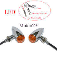 Motorcycle Amber LED 3 Wires Chrome Bullet Mini Turn Signal Running lights For Harley Sportster Dyna Softail Bobber Chopper