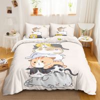 Cat Duvet Cover Set Digital Different Color Cartoon Cute Cat Bedding Set Bed Clothes Full Queen King Size Polyester Quilt Cover