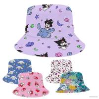 หมวกบักเก็ต อเนกประสงค์ ระบายอากาศได้ดี ลาย Kira Sanrio Kuromi Hello Kitty Stitch น่ารัก แฟชั่นสําหรับชาวประมง