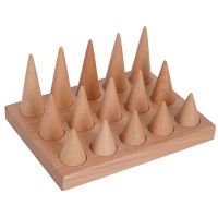 Solid Wood Jewelry Finger Ring Triangle Conical Jewelry Storage Display Stand for Ring