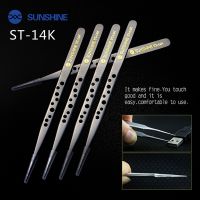 SUNSHINE ST 14K ST 14X Tweezers Ultra precision Straight Tweezers with Holes Anti Static Maintenance Reapir Tools