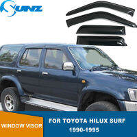 Deflectors หน้าต่างด้านข้างสำหรับ Toyota Hilux Surf 1990 1991 1992 1993 1994 1995สีดำหน้าต่าง Visors Sun Rain Guards Deflectors SUNZ