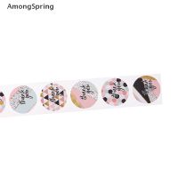 ( Amongspring ) สติกเกอร์ลายสก๊อตสีชมพู 500 ชิ้น ม้วนสําหรับซีล