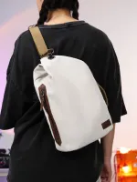 Messenger bag mens trendy summer new large-capacity shoulder bag womens chest bag simple cross-bag canvas casual backpack 【JYUE】