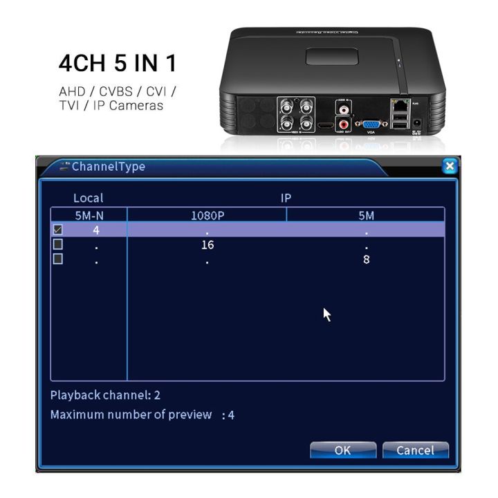 hamrol-h-265-mini-ahd-dvr-5in-1เอเฮชดีทีวีไอ-cvi-cvbs-สำหรับ5mp-4k-กล้อง-ip-ไฮบริดดิจิตอลเครื่องบันทึกวีดีโอ4ch-ชุดอุปกรณ์ความปลอดภัย8ch-j44