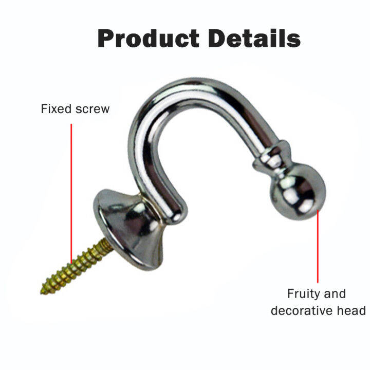 4-ชิ้นไม้แขวนเสื้อเงินทนทานติดผนังผู้ถือผ้าม่านโลหะปลายบอลที่ทันสมัยรูปตัว-u-ขัดขยายปลั๊กหนักโครเมี่ยมเสร็จสิ้นผ้าม่าน-tieback-ตะขอ