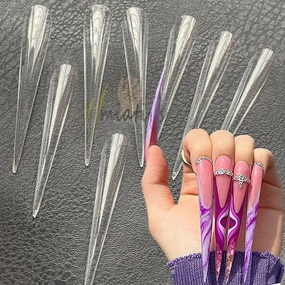 5Xl Extreme Long Stiletto Nails Full Cover Nails Artificial Acrylic False Nail Tips Press on Manicure Tool Accessories Shoes Accessories