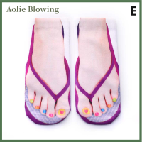 Aolie เท้าน่ารักพิมพ์3D ถุงเท้าสำหรับผู้หญิง Kawaii LOW ankle Femme Girls cotton SOCKS