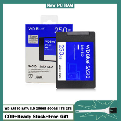 100% SSD ใหม่250G 500GB 1T 2T WD SA510สีฟ้าสำหรับแล็ปท็อปเดสก์ท็อปโซลิดสเตทไดรฟ์ภายใน SATA III