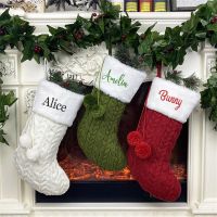 Christmas Knitted Socks Gift Bag Personalized Name Christmas Candy Bag Christmas Decorative Pendants Supply Christmas Stockings Socks Tights
