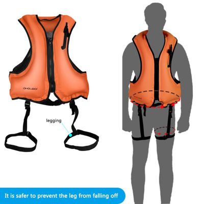 PVC Boating Life Vest with Blow Valve Inflatable Buoyancy Vest Lightweight Portable Wear-resistant Safe for Swimming Sea Fishing