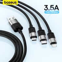 Baseus 3 in 1 USB C Cable for iPhone 14 13 12 Pro 11 3.5A Charger Cable Micro USB C Type C Cable for Macbook Pro Samsung Xiaomi