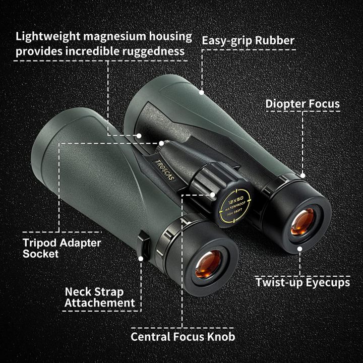 troscas-เลนส์-ed-ประสิทธิภาพสูง-binoculars10-12x50-ipx7กันน้ำ-bak4สายตาปริซึมกล้องโทรทรรศน์เอชดีสำหรับตั้งแคมป์และล่าสัตว์การท่องเที่ยวกลางแจ้ง