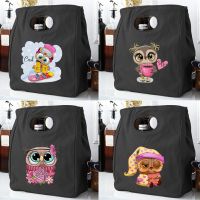 ☸ Canvas Lunch Bag Harajuku Style Owl Print Reusable Vegan Food Storage Travel Thermal Insulated Picnic Bags Teacher Eco Handbag