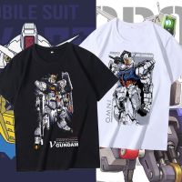 สะดวกสบาย เสื้อยืด ℡Gundam Mobile Suit  แขนสั้น Anime T-Shirt ชายและผู้หญิง ลายเสื้อยืดด้านบนผ้าฝ้ายพิมพ์ลายแบบอะนิเมะ เ 【จัดส่งทันที】