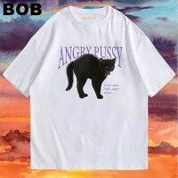 BoB-(พร้อมส่ง) เสื้อน้องแมวดำ ผ้าCotton 100% มีสองสี ทั้งทรงปกติและ OVERSIZESMLXL2XL3XL unisex #polo