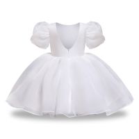 NNJXD Puff Sleeve Baby Girl Dress Flower Birthday Party Kids Clothes Tutu Princess Party Costume Girls Printed Floral Wedding Dress