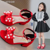 【hot】▩  Girls Sandals Beads Lacquer Leather Childrens Shoes Toe Low Heel 2023 New Kid