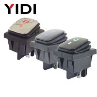 16A 250VAC Heavy Duty KCD4-201 Waterproof Rocker Switch Latching ON OFF 12V 220V Red Green Blue Yellow Light Illuminated