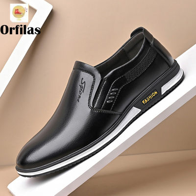 Orfilas พร้อมส่ง🔥🔥 ใหม่อินเทรนด์สะดวกส🚚บายและระบายอากาศผู้ชายรองเท้าหนัง💝 กันน้ำ หนังเทียมพียูสไตล์ธุรกิจ รองเท้าหนังผู้ชาย