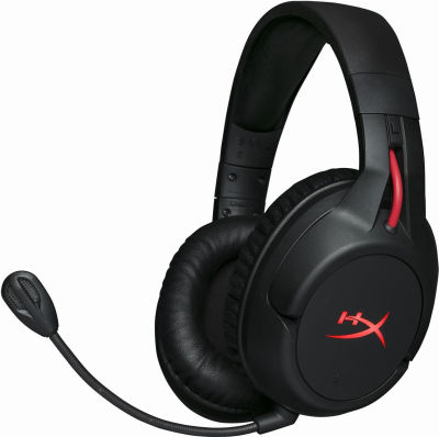 HyperX Cloud Flight - Wireless Gaming Headset, Long Lasting Battery up to 30 Hours, Detachable Noise Cancelling Microphone, Red LED Light, Comfortable Memory Foam, Works with PC, PS4 &amp; PS5 Black, Red Cloud Flight