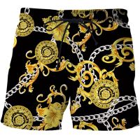 Summer chain gold flower Shorts Men Fashion Brand Board Shorts Breathable Casual Comfortable Plus Size Bodybuilding Shorts