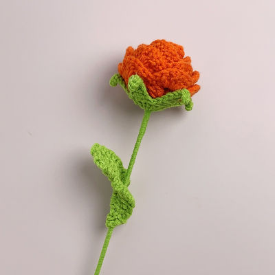 P5u7โครเชต์โฮมเมดดอกไม้ถักด้วยมือช่อดอกไม้กุหลาบถักด้วยมือของขวัญวันแม่ของคุณครูของวันวาเลนไทน์