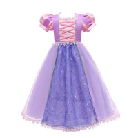 MUABABY Girls Magic Hair Dress Lace Sequins Patchwork Princess Frocks Children Tulle Embroidery Gown Halloween Fancy Costumes