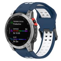 สำหรับ Garmin Enduro/coros Vertix 2 26มม. สายนาฬิกาข้อมือซิลิโคนแถวคู่แบบปลดเร็ว (สีฟ้าขาว)