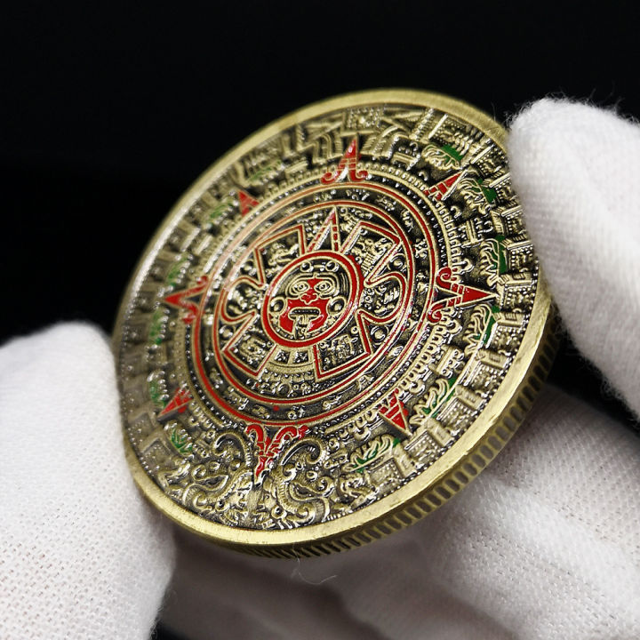 aztec-gold-dragon-ปฏิทินลึกลับของสะสมของขวัญงานฝีมือเม็กซิโก-mayan-กระเป๋าเหรียญที่ระลึกผู้ถือโลหะ-kdddd