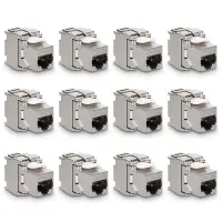 Keystone Module Jacks - 12 Piece CAT6A Shielded Keystone Jack RJ45 Cat 6A Ethernet Module 10 Gbit with Metal Housing