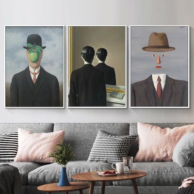 ลูกชายของมนุษย์โดย Rene Magritte จิตรกรรมฝาผนังภาพผ้าใบสำหรับห้องนั่งเล่นพิมพ์ภาพพิมพ์และโปสเตอร์ตกแต่ง