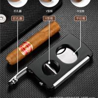 ✉✠△ New Metal Cigar Cutter Portable Cigar Punch V-Cut Smoking Accessories Gadgets Blade Drill Cigar Hole Puncher Pocket Men Gifts