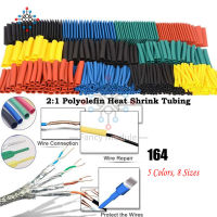 Cable Sleeves 164Pcs Multicolour Heat Shrink Tubing Assorted Electric Wrap Wire Shrinkable Cable Sleeves Polyolefin Set