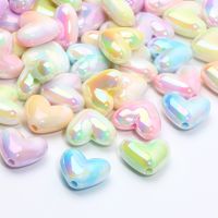 10pcs Random Mix Color Acrylic Beads Halo Dyed Heart For Jewelry Handmade Making Earrings Keychain Necklace Accessories Material Beads