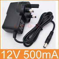 1PCS 12V500mA AC 100V-240V Converter Adapter DC 12V 0.5A Power Supply 500mA UK 3 Plug DC 5.5mm x 2.1mm